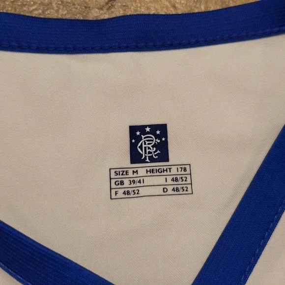 NWT Diadora Size Medium Glasgow Rangers White Blue Soccer Football Jersey - Picture 3 of 7